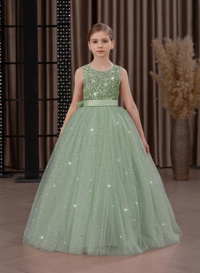 Take Two Girls Green Embellished Sleeveless Maxi Dress - Image 3